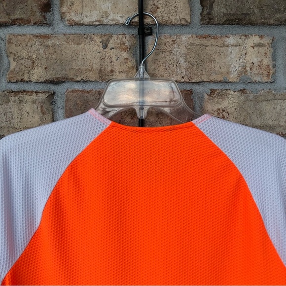 Lauren Ralph Lauren Honeycomb Half Zipper Neon Orange / White Long Sleeve Top  L - Picture 12 of 13